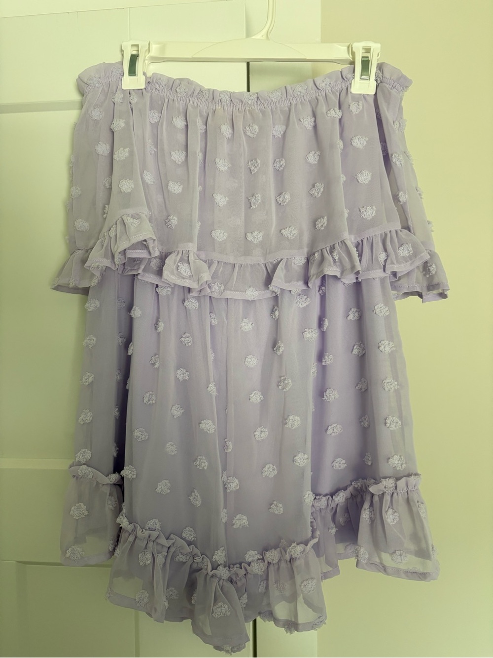 Lilac Strapless Ruffle Romper